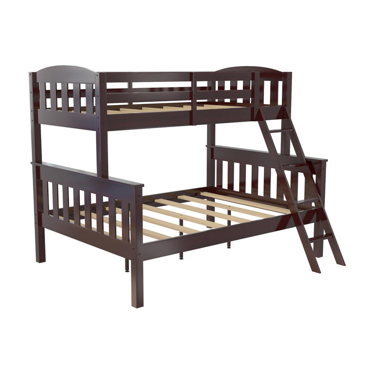 Airlie Twin-Over-Full  Wooden Bunk Bed with Ladder  -  Espresso  - Twin-Over-Full