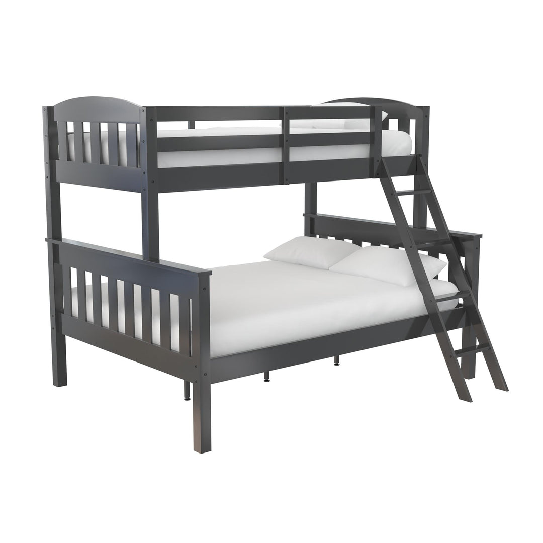 With Ladder Twin-Over-Full Wooden Bunk Bed Airlie -  Slate Gray  - Twin-Over-Full