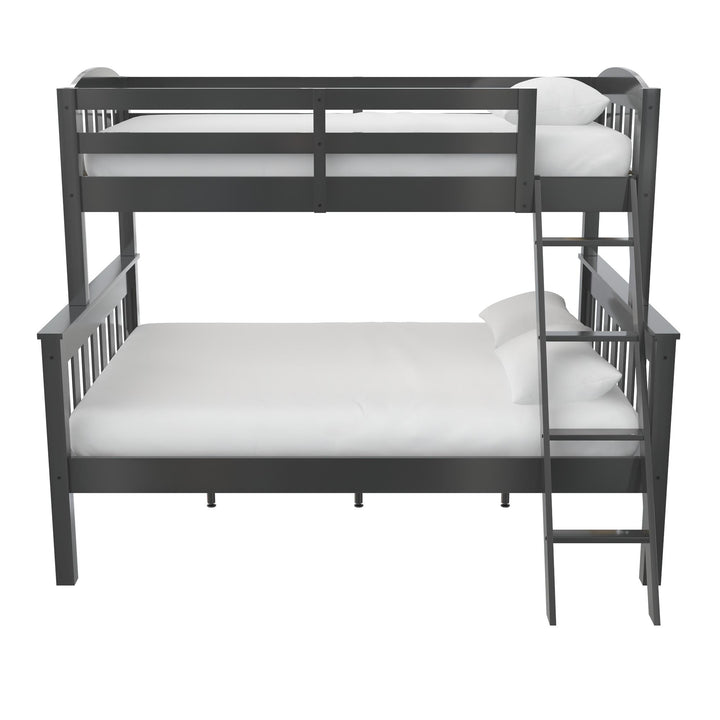 Airlie with Ladder Twin-Over-Full Wooden Bunk Bed -  Slate Gray  - Twin-Over-Full