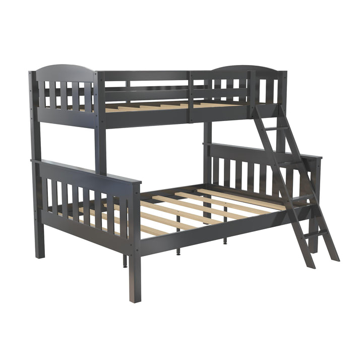 Airlie Wooden Bunk Bed Twin-Over-Full with Ladder -  Slate Gray  - Twin-Over-Full