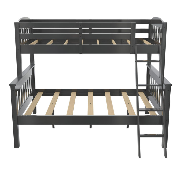 Twin-Over-Full Wooden Ladder Bunk Bed with Airlie -  Slate Gray  - Twin-Over-Full