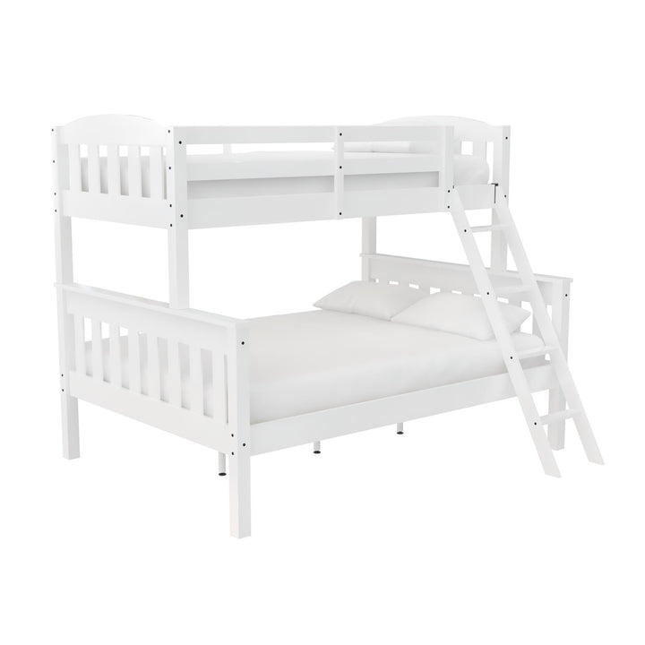 Airlie Twin-Over-Full Wooden Bunk Bed with Ladder -  White  - Twin-Over-Full