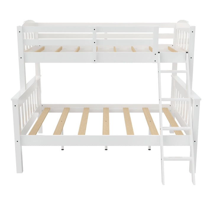 Twin-Over-Full Wooden Bunk Bed with Ladder Airlie -  White  - Twin-Over-Full