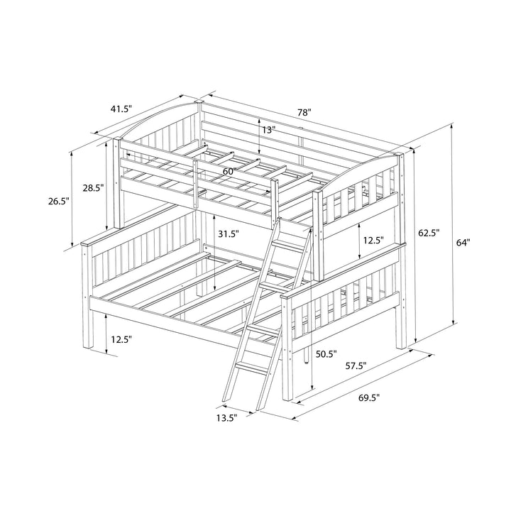 Airlie Wooden Bunk Bed Twin-Over-Full with Ladder -  Espresso  - Twin-Over-Full
