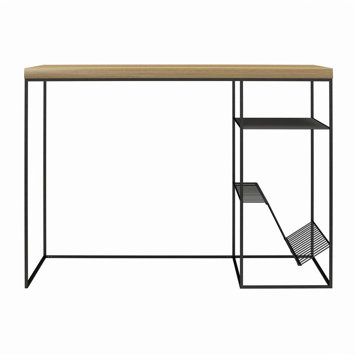 Neely Desk Mixed Media with Flat and Angled Shelves  -  Natural