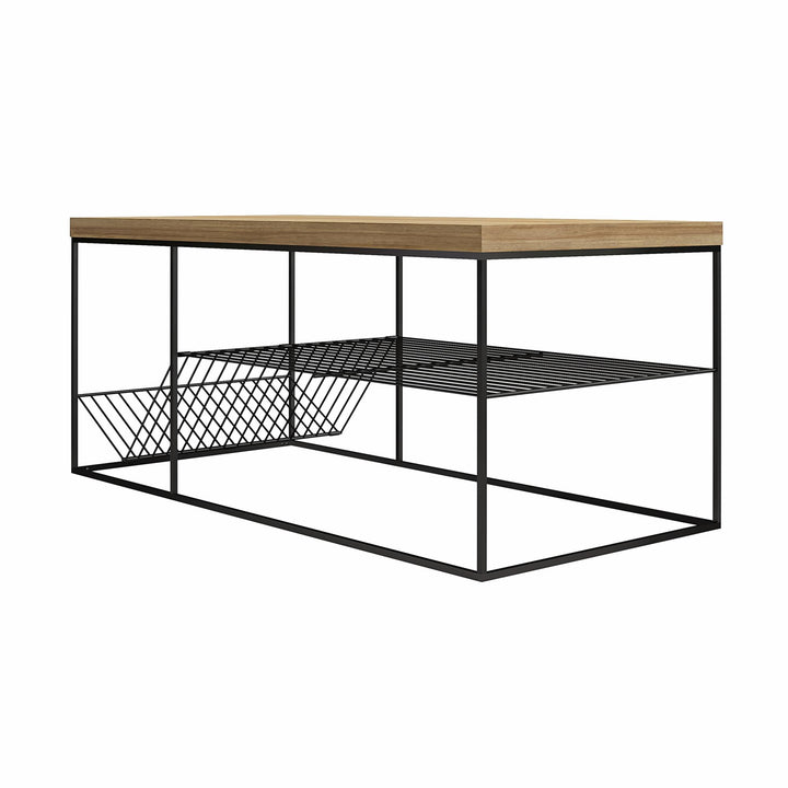 Neely Coffee Table Mixed Media with Lower Shelf - Natural