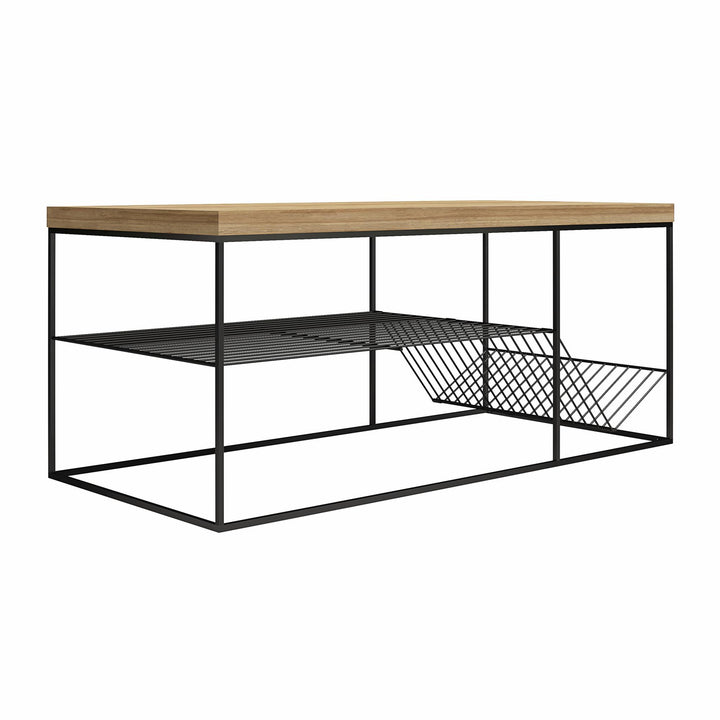 Neely Coffee Table Mixed Media with Lower Shelf - Natural