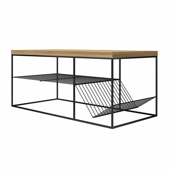 Neely Coffee Table Mixed Media with Lower Shelf - Natural