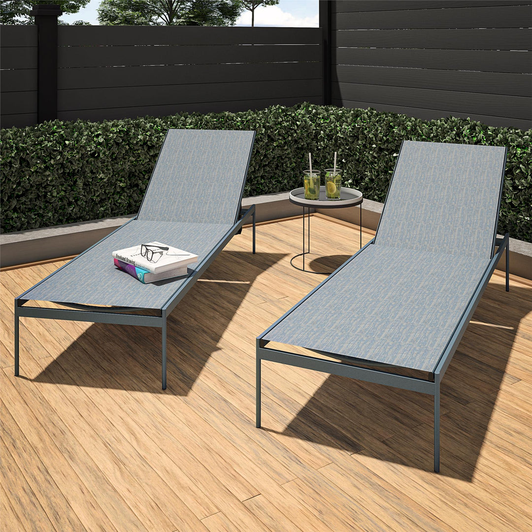  Sun loungers with pads - Indigo Blue - 2-Pack
