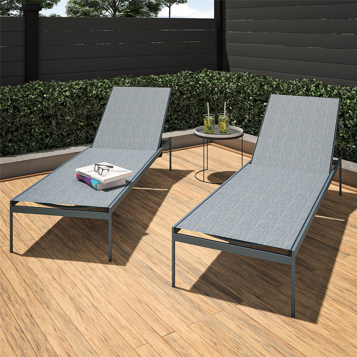  Sun loungers with pads - Indigo Blue - 2-Pack