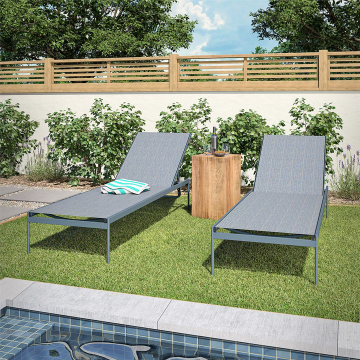 Outdoor steel chaise lounge chairs - Indigo Blue - 2-Pack