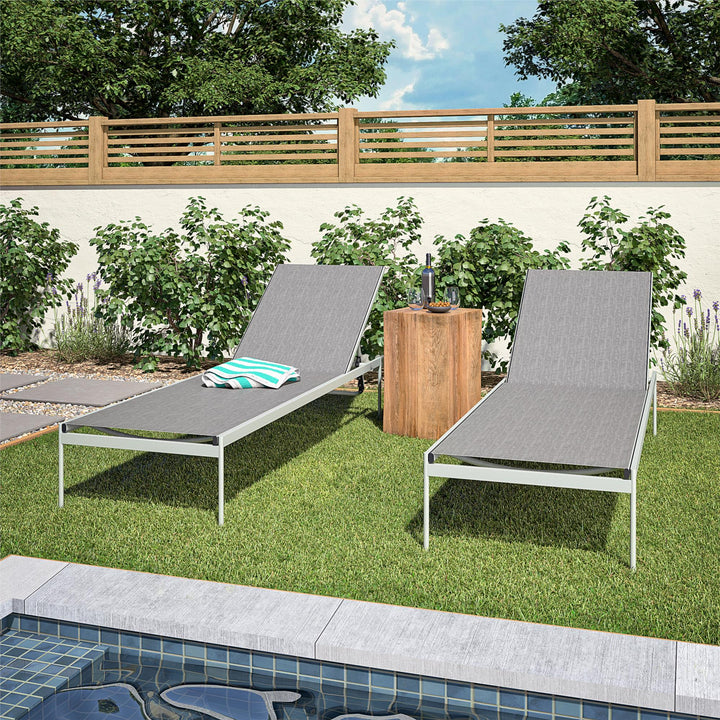 Outdoor patio chaise lounge - Gray - 2-Pack