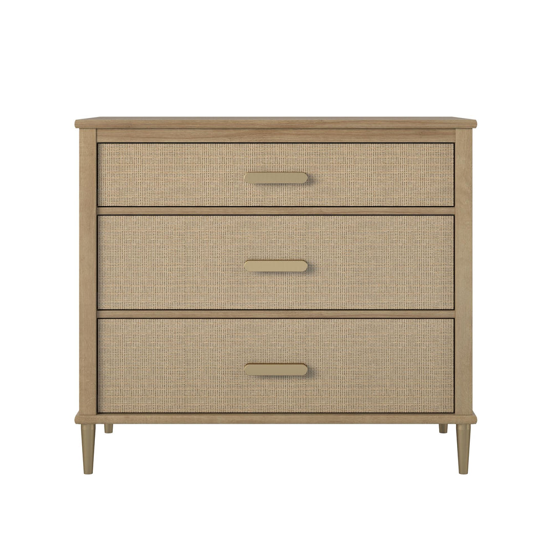 Shiloh Childs' Faux Rattan Convertible 3 Drawer Dresser  -  Natural