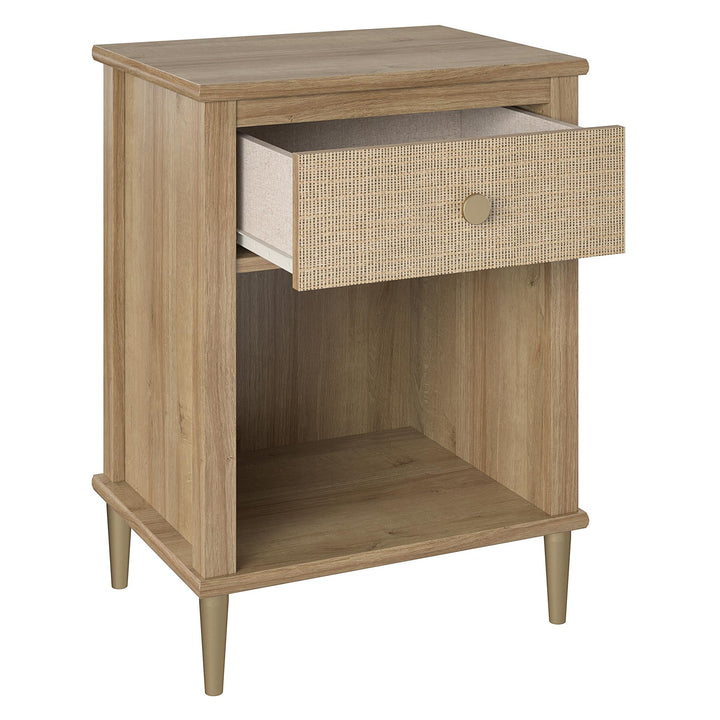 Contemporary Design Nightstand with Drawer -  Natural
