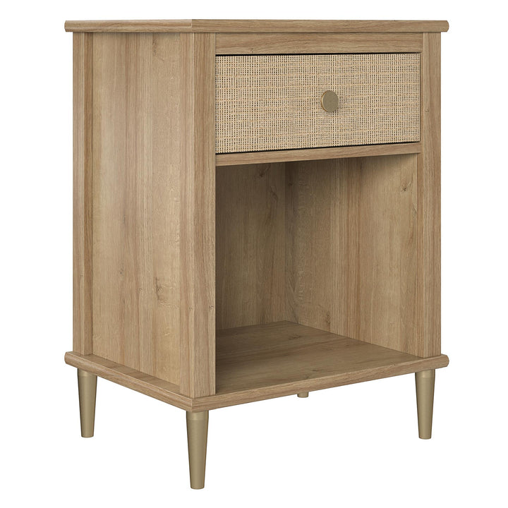Elegant Nightstand with Lower Shelf for Storage -  Natural