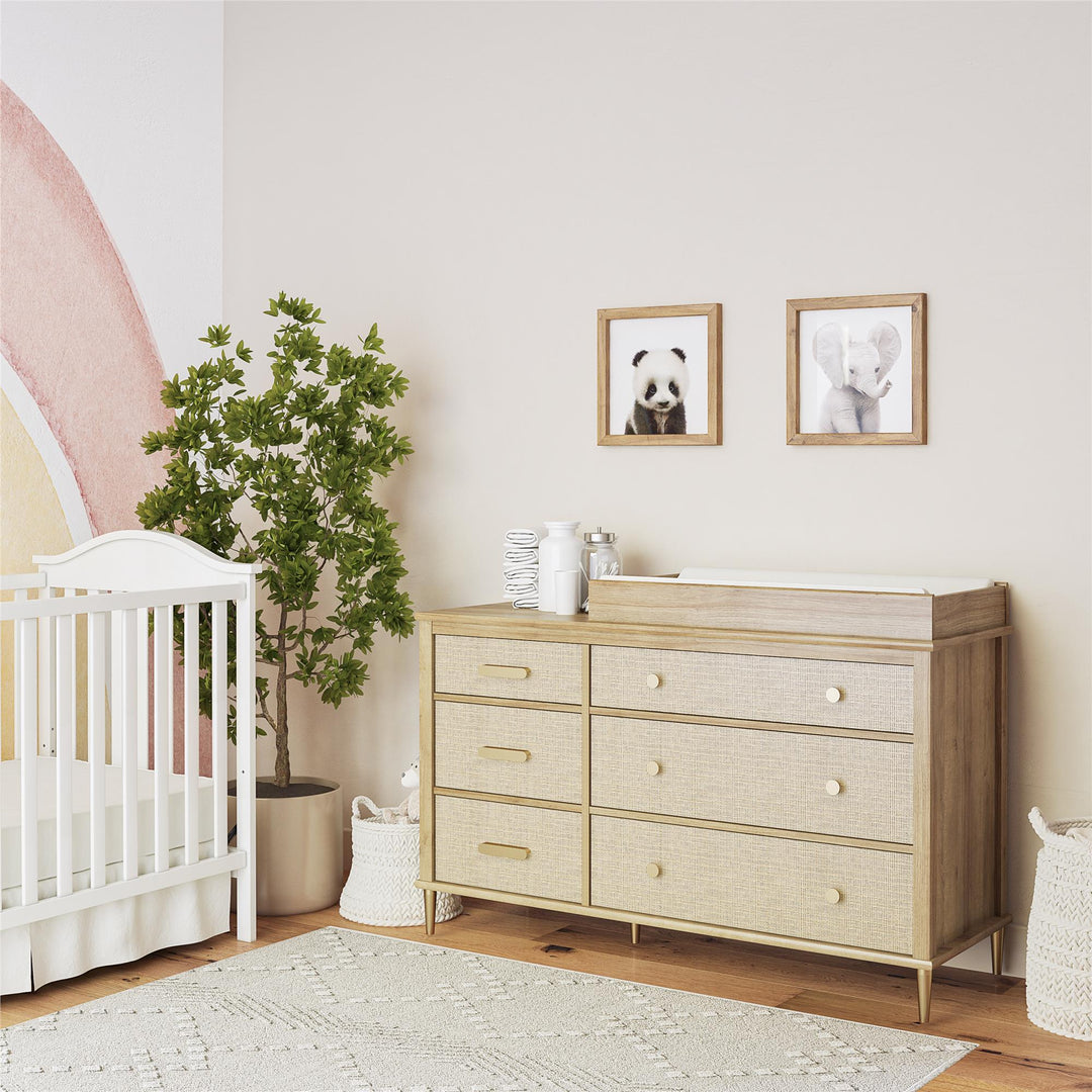 Stylish and Functional Wide Drawer Dresser -  Natural