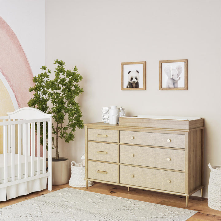 Stylish and Functional Wide Drawer Dresser -  Natural