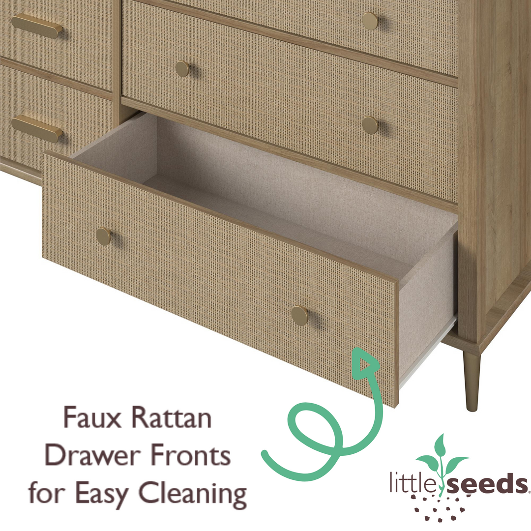 Stylish Faux Rattan Dresser for Children -  Natural