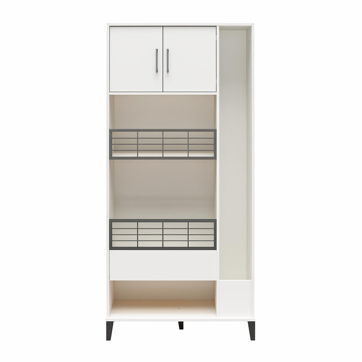 Flex Sports Storage Cabinet with Ball Basket and Tall Equipment Storage  -  White