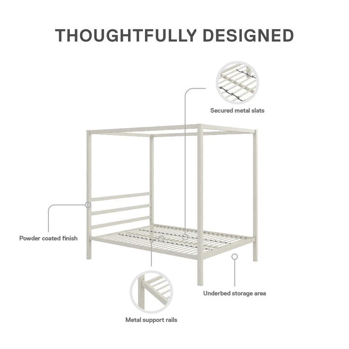Sleek Built-In Headboard for Bed -  White  -  Full