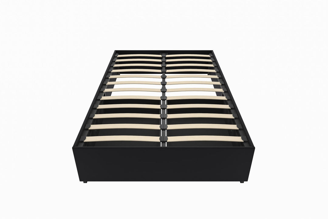 Maven Platform Bed with 2 Storage Drawers - Black Faux Leather - Full