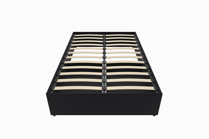 Maven Platform Bed with 2 Storage Drawers - Black Faux Leather - Full