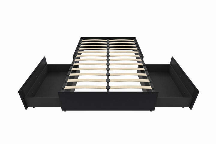 Maven Platform Bed with 2 Storage Drawers - Black Faux Leather - Full
