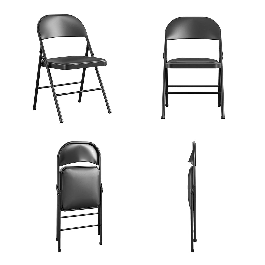 Premium Folding Chair Set of 4 -  Black 