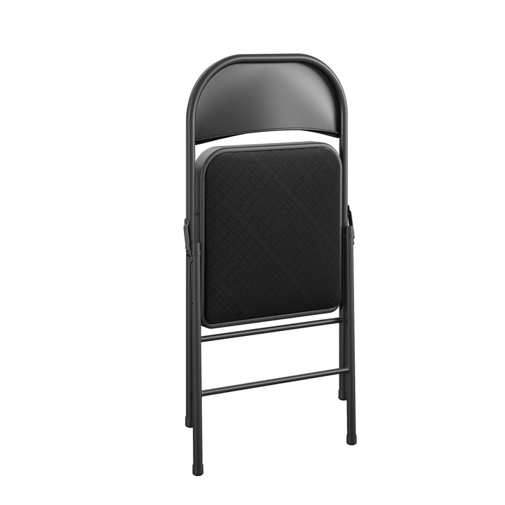 Best Fabric Padded Seat Metal Folding Chair -  Jet Black Diamond 