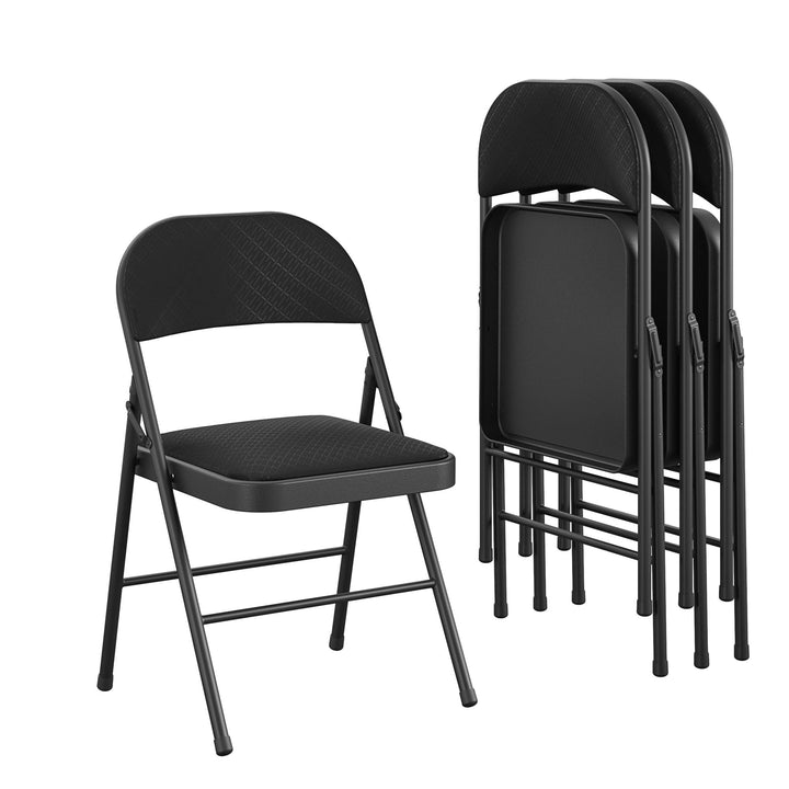 Stylish Premium Fabric Padded Seat Metal Chair online -  Jet Black Diamond 