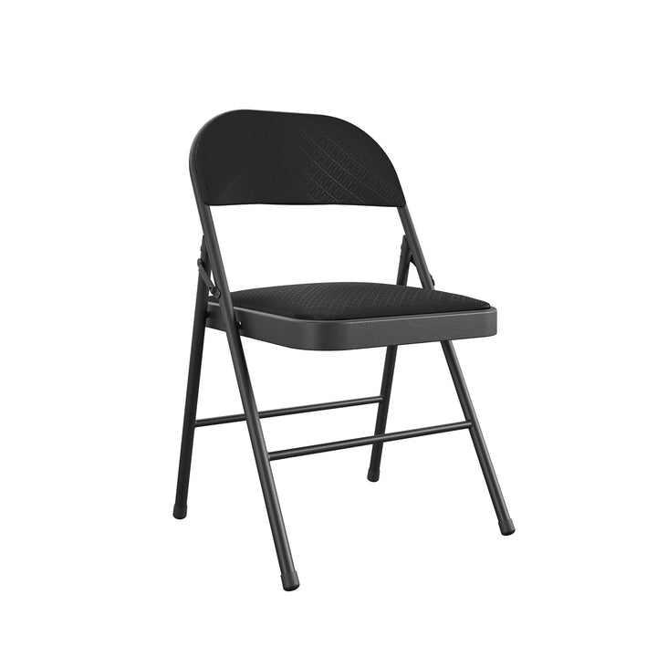 Elegant Fabric Padded Seat Metal Folding Chair -  Jet Black Diamond 