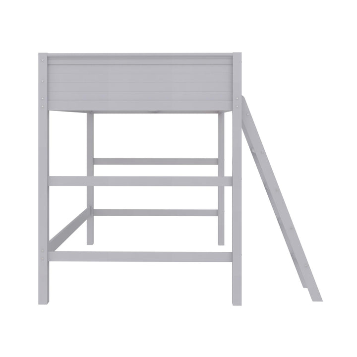 Wooden Loft Bed with Storage Drawers -  Gray