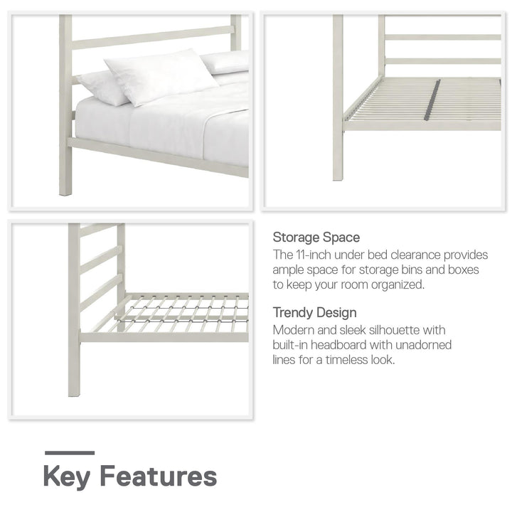 Best Modern Metal Canopy Bed -  White  -  Full