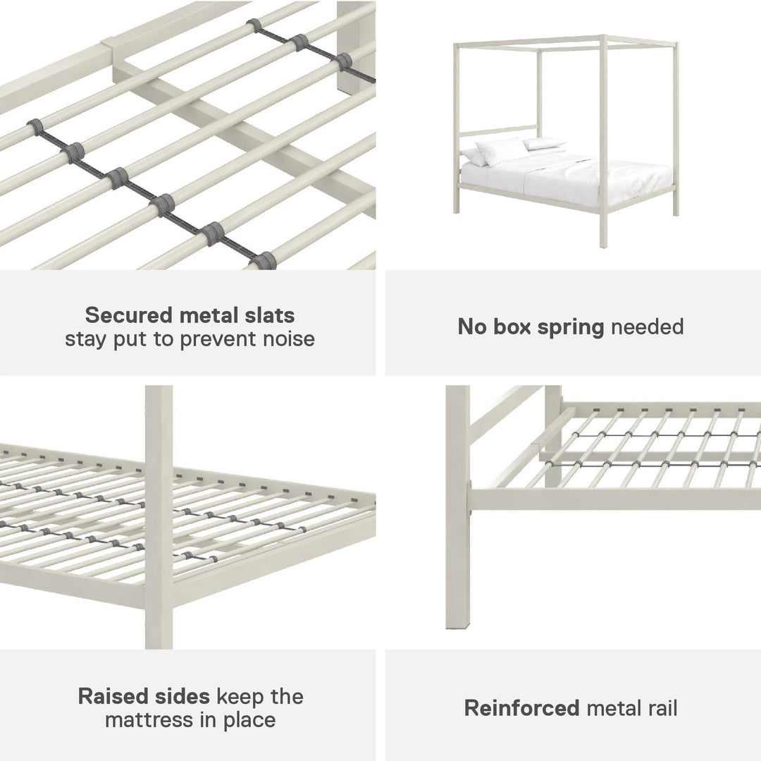 Best Modern Metal Canopy Bed -  White  -  Full