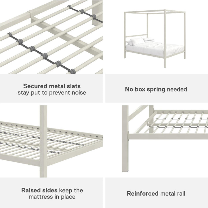 Best Modern Metal Canopy Bed -  White  -  Full