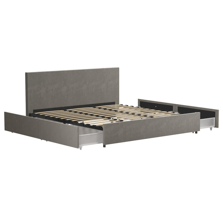 Kelly Storage Bed with Upholstery -  Light Gray 