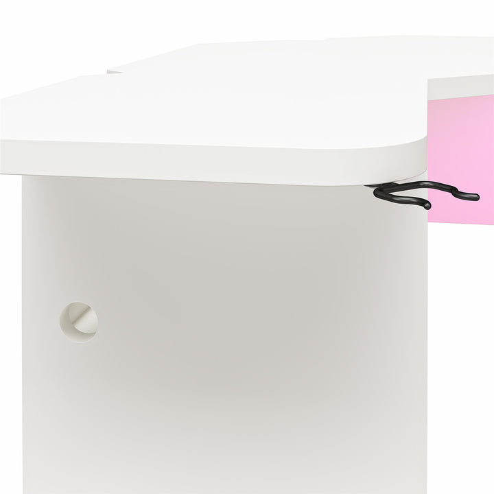 Gaming Desk with LED Light Mod Design -  White