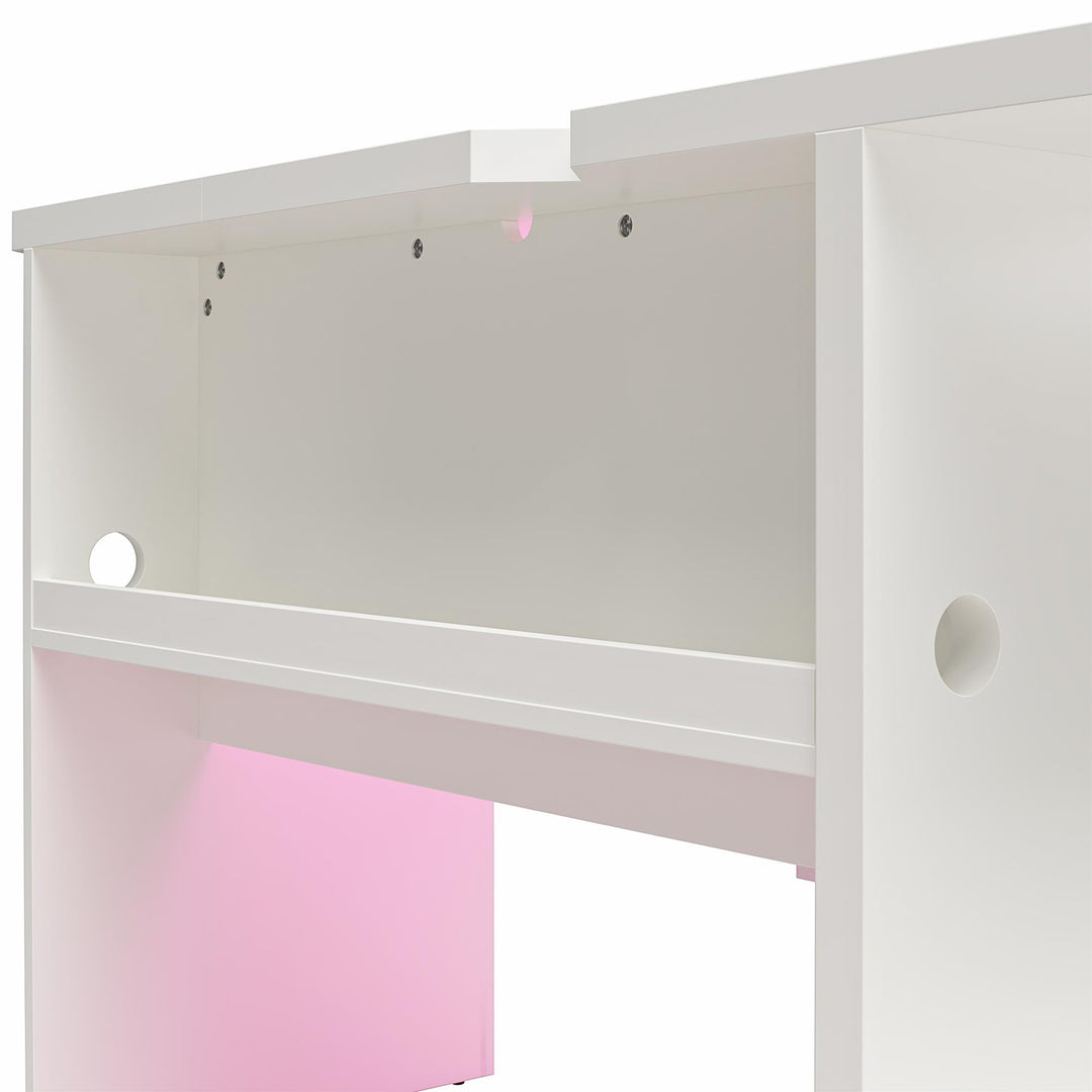 Contemporary Design Gaming Desk with LED -  White