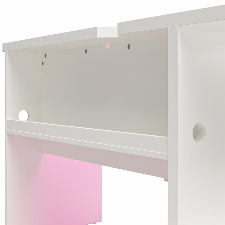 Contemporary Design Gaming Desk with LED -  White