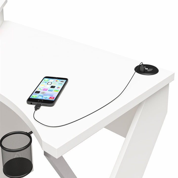 Modern Design Gaming Corner Desk -  White