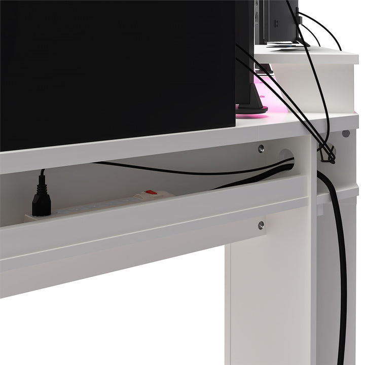 Contemporary Xtreme Gaming Desk with LED -  White