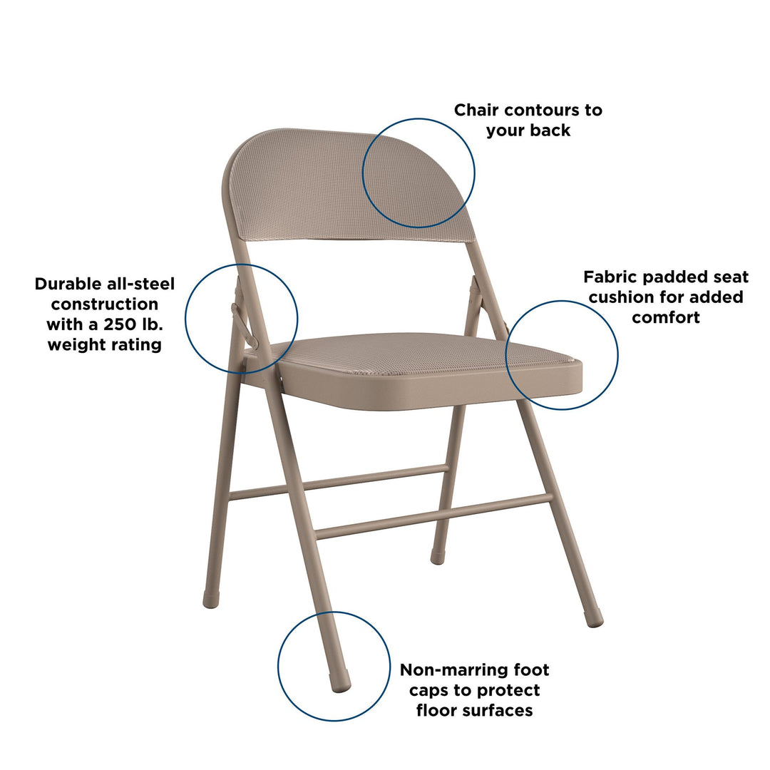 Premium Fabric Padded Seat Metal Chair -  Antique Linen Check 