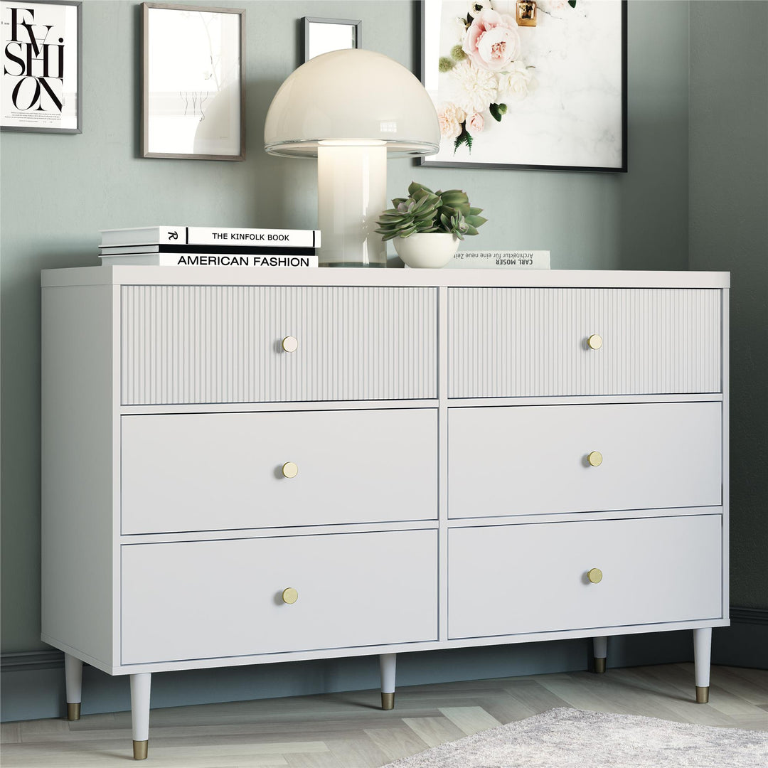 6 Drawer Dresser Elizabeth Design -  Dove Gray