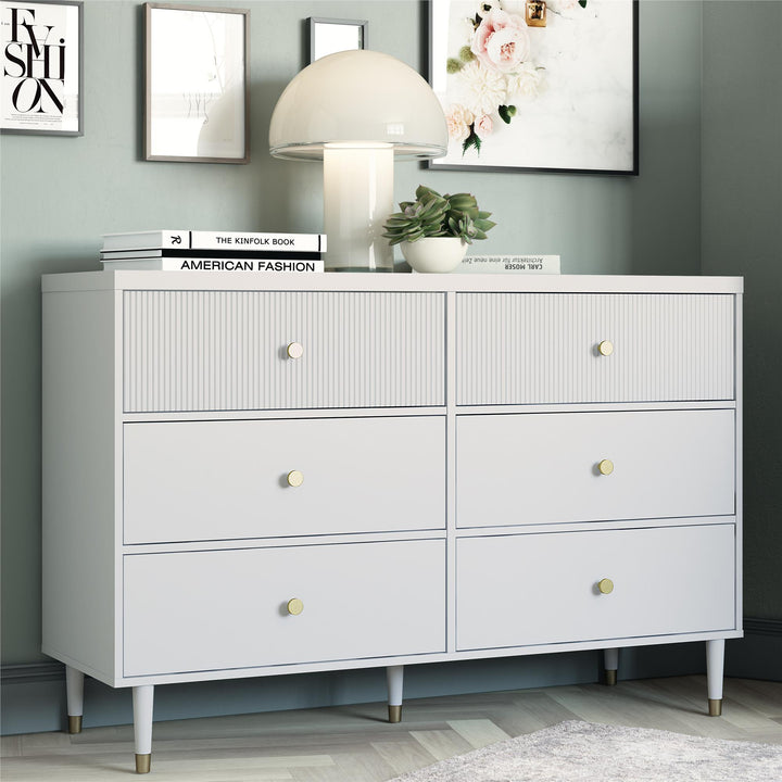 6 Drawer Dresser Elizabeth Design -  Dove Gray