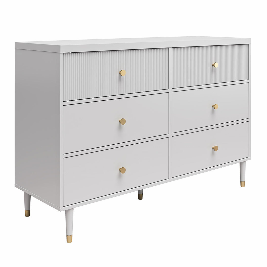 Modern Elizabeth 6 Drawer Dresser -  Dove Gray