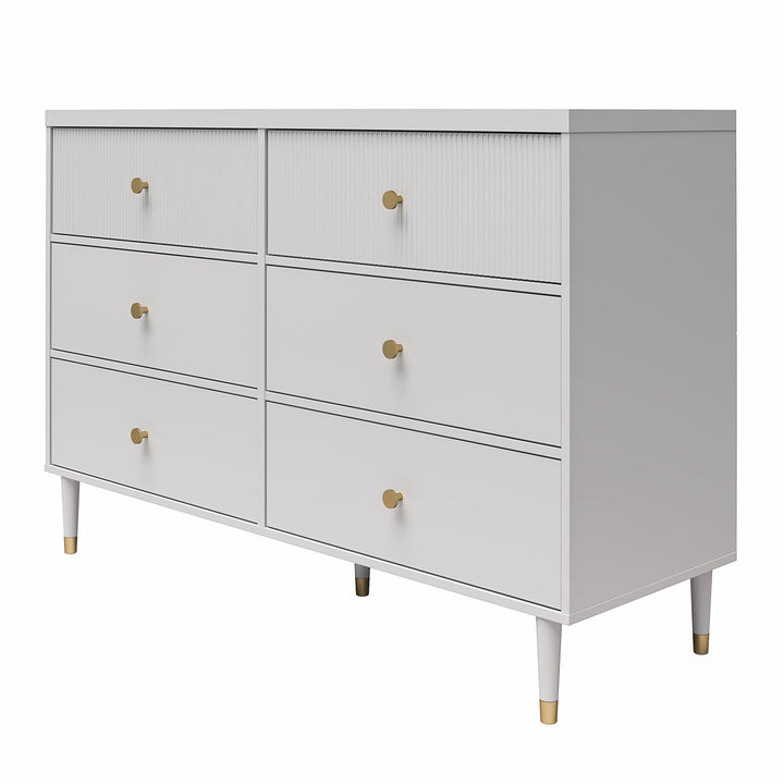 Elizabeth Style 6 Drawer Dresser -  Dove Gray