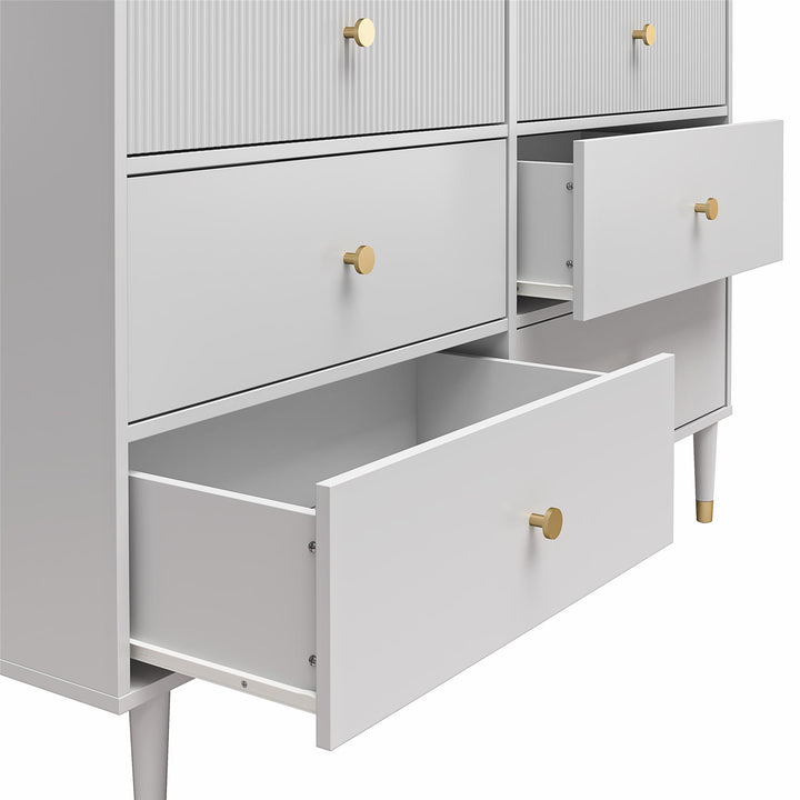 Modern Design 6 Drawer Dresser -  Dove Gray