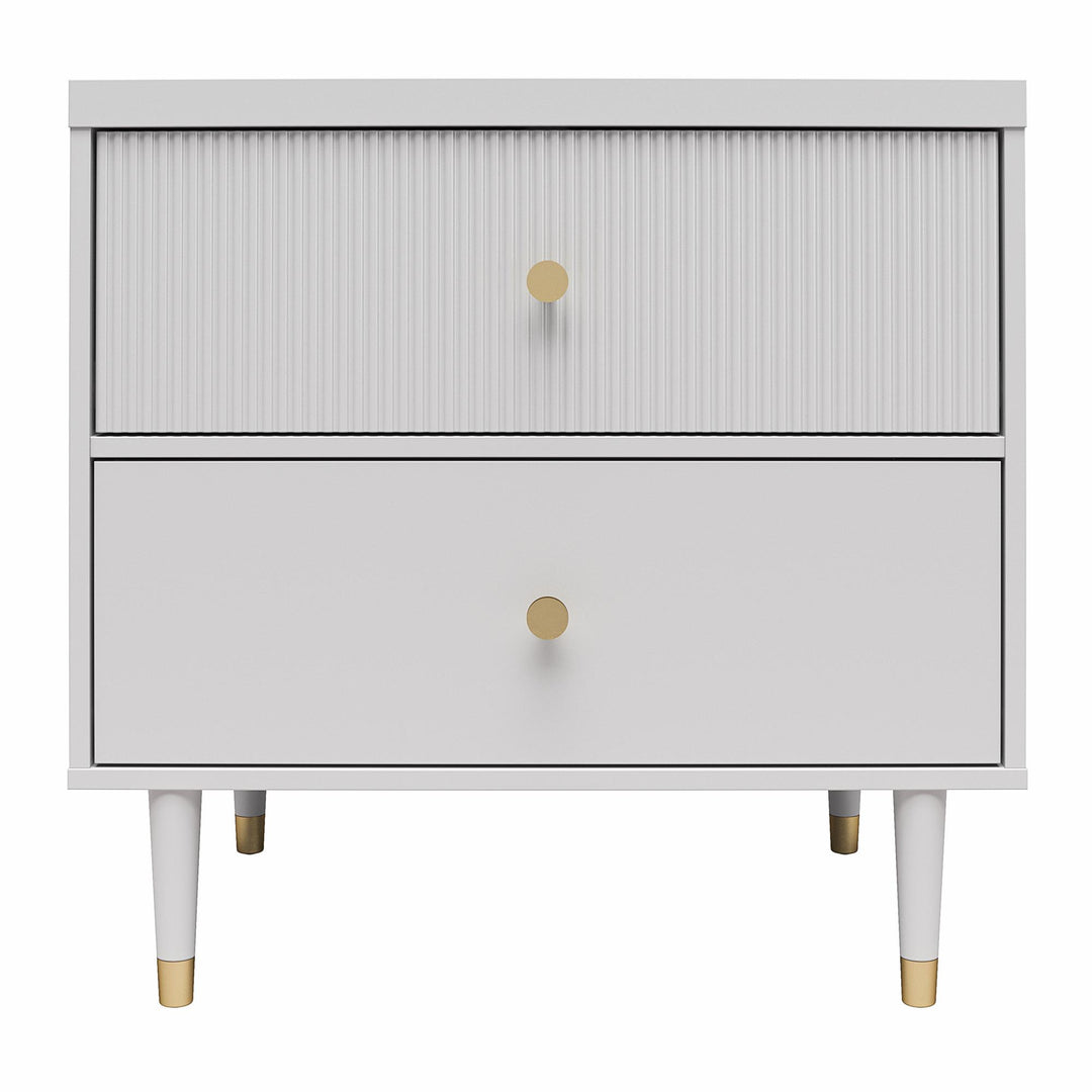 2 Drawer Nightstand with Gold Knobs -  Dove Gray