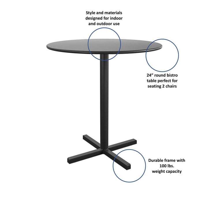 24" Round Indoor/Outdoor Steel Bistro Table - Black - 1-Pack