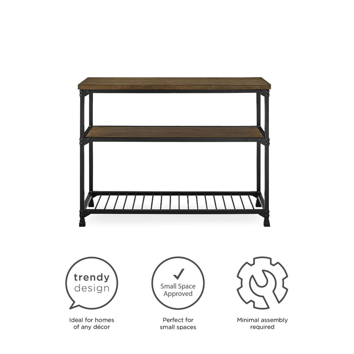Cassy Rustic Multifunction Island Three-tiered Storage Shelves -  Rustic Oak